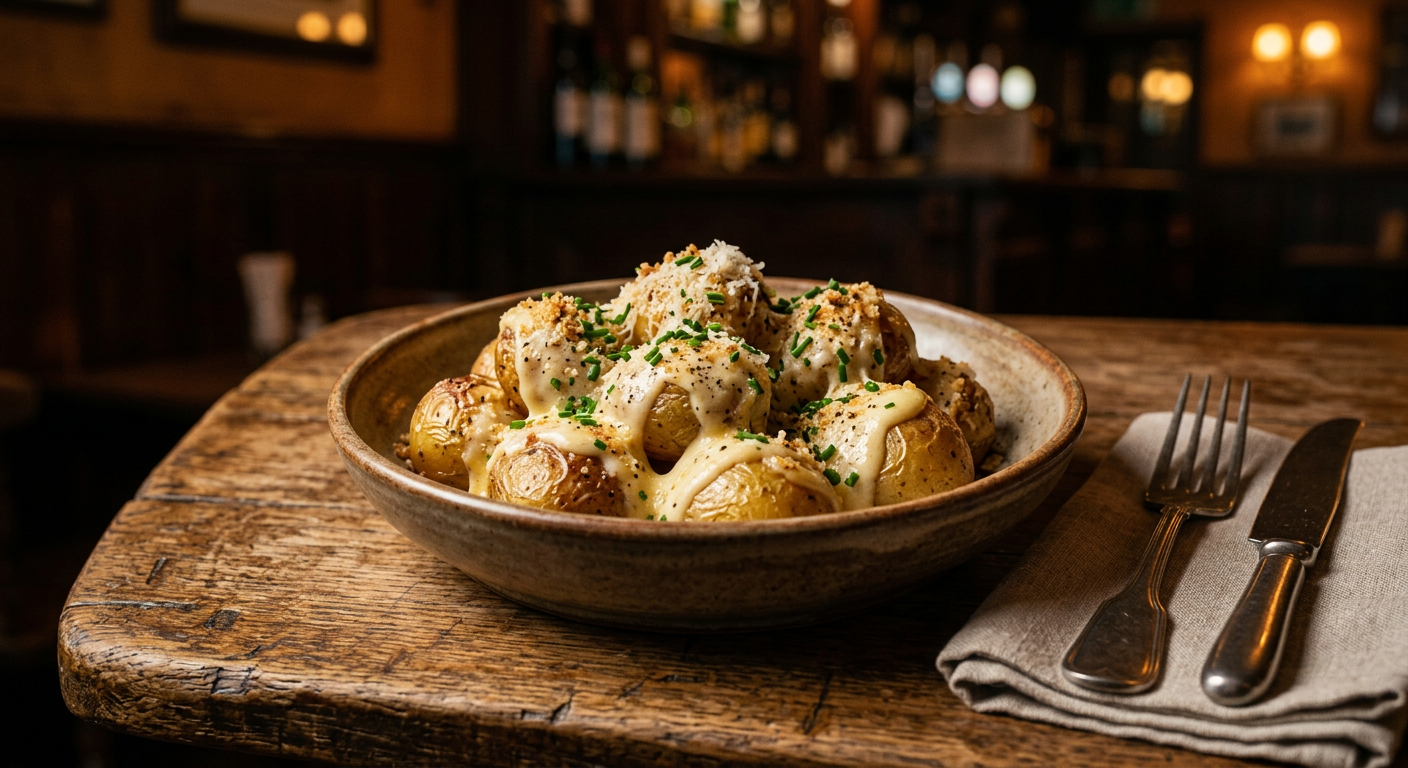 Patate fresche con crema ai formaggi